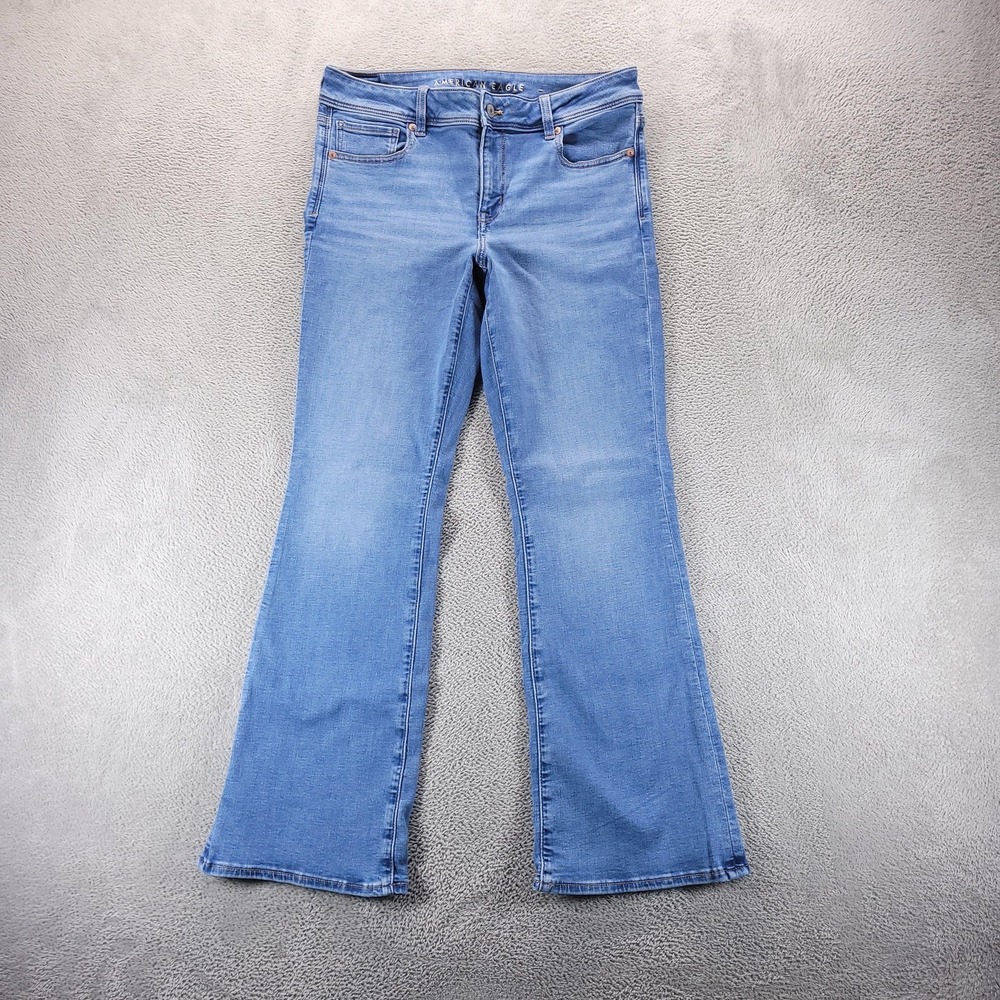 American Eagle Jeans Womens 10 Short Blue Kick Boot Bootcut Mid Rise Stretch
